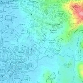 Mappa topografica Oaks Residences, altitudine, rilievo