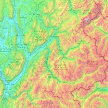 Mappa topografica Savoia, altitudine, rilievo