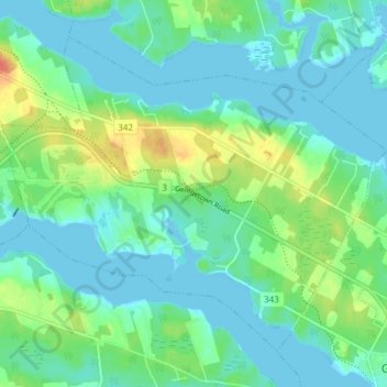 Mappa topografica Georgetown Royalty, altitudine, rilievo