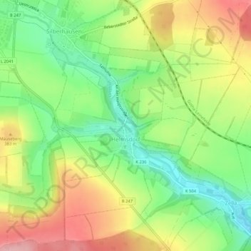 Mappa topografica Helmsdorf, altitudine, rilievo
