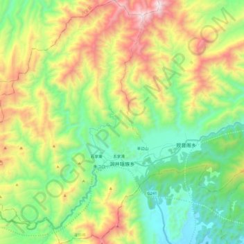 Mappa topografica 洞井瑶族乡, altitudine, rilievo