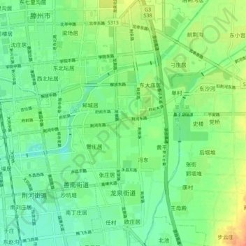 Mappa topografica 龙泉街道, altitudine, rilievo