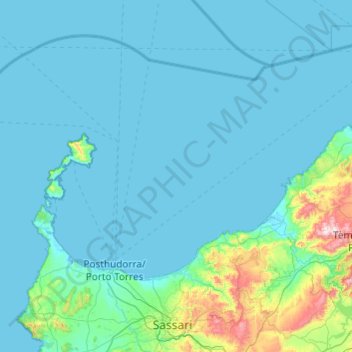 Mappa topografica Golfo dell'Asinara, altitudine, rilievo