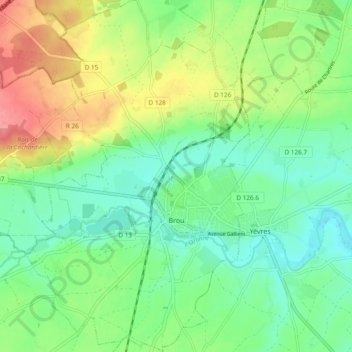 Mappa topografica Brou, altitudine, rilievo