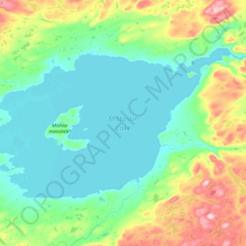 Mappa topografica Mistastin Lake, altitudine, rilievo