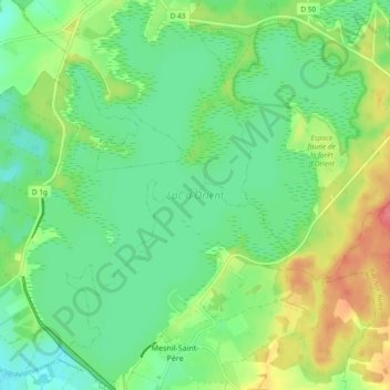 Mappa topografica Lac d'Orient, altitudine, rilievo