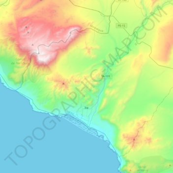 Mappa topografica Ite, altitudine, rilievo