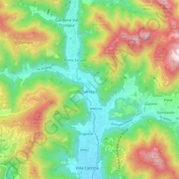 Mappa topografica Sarezzo, altitudine, rilievo