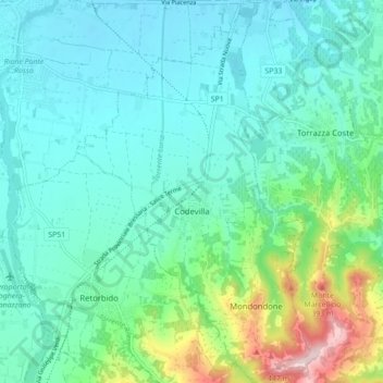 Mappa topografica Codevilla, altitudine, rilievo