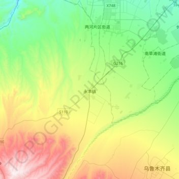 Mappa topografica 永丰镇, altitudine, rilievo