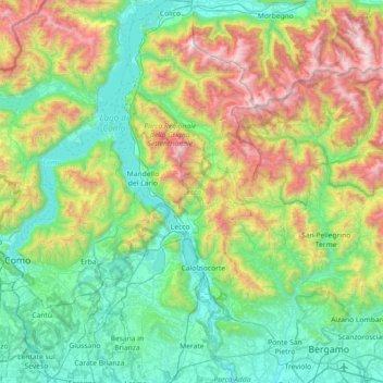 Mappa topografica Lecco, altitudine, rilievo