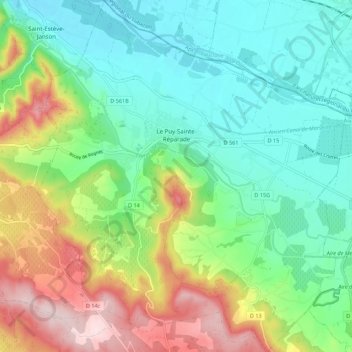 Mappa topografica Le Puy-Sainte-Réparade, altitudine, rilievo
