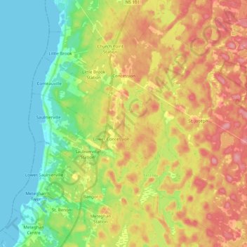 Mappa topografica Concession, altitudine, rilievo