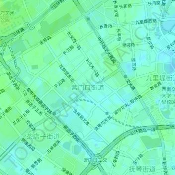 Mappa topografica 营门口街道, altitudine, rilievo