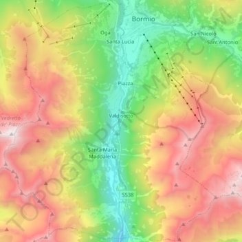 Mappa topografica Valdisotto, altitudine, rilievo