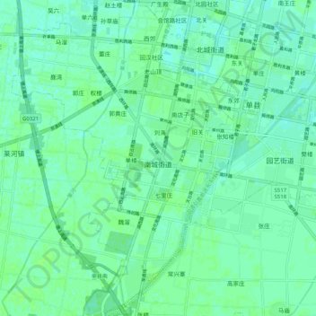 Mappa topografica 南城街道, altitudine, rilievo