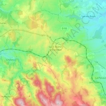 Mappa topografica 42620, altitudine, rilievo