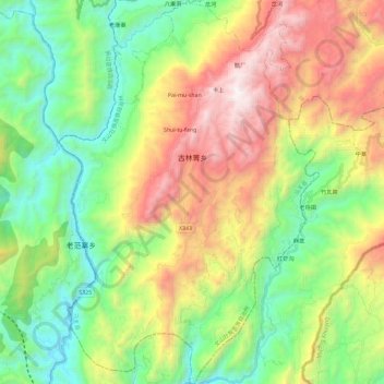 Mappa topografica 古林箐乡, altitudine, rilievo