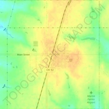 Mappa topografica Amber, altitudine, rilievo