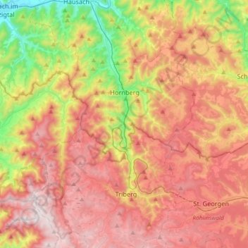 Mappa topografica Gutach, altitudine, rilievo