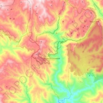 Mappa topografica Ussassai, altitudine, rilievo