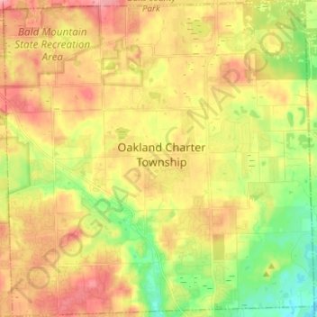 Mappa topografica Oakland Charter Township, altitudine, rilievo