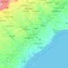 Mappa topografica South Carolina, altitudine, rilievo