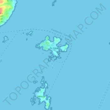 Mappa topografica Îles Lavezzi, altitudine, rilievo
