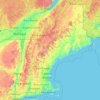 Mappa topografica Nuova Inghilterra, altitudine, rilievo