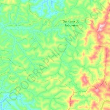 Mappa topografica Santana do Tabuleiro, altitudine, rilievo