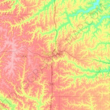 Mappa topografica Clarke County, altitudine, rilievo