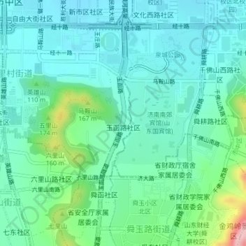 Mappa topografica 玉函路社区, altitudine, rilievo