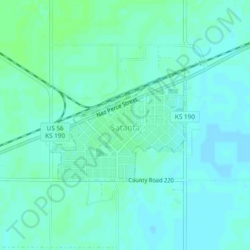 Mappa topografica Satanta, altitudine, rilievo