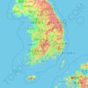 Mappa topografica Corea del Sud, altitudine, rilievo
