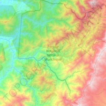 Mappa topografica Parque Nacional Natural Munchique, altitudine, rilievo