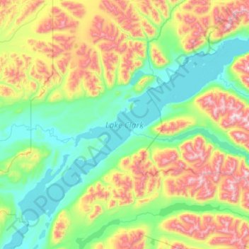 Mappa topografica Lake Clark, altitudine, rilievo