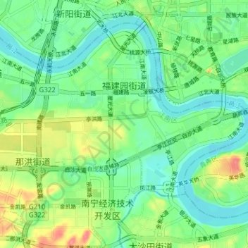 Mappa topografica 福建园街道, altitudine, rilievo