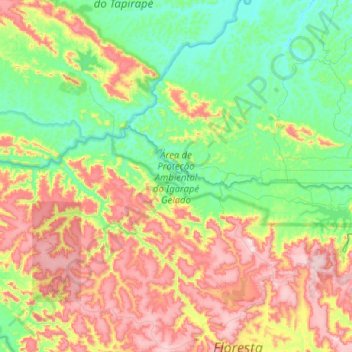 Mappa topografica Área de Proteção Ambiental do Igarapé Gelado, altitudine, rilievo