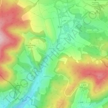 Mappa topografica Retterode, altitudine, rilievo