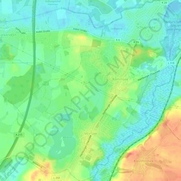Mappa topografica Molfsee, altitudine, rilievo