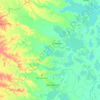 Mappa topografica Caimito, altitudine, rilievo
