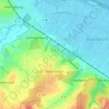 Mappa topografica Nottensdorf, altitudine, rilievo