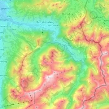 Mappa topografica Ostrach, altitudine, rilievo