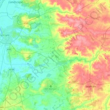 Mappa topografica River Nar, altitudine, rilievo