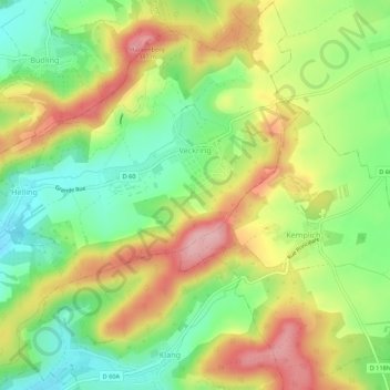 Mappa topografica Veckring, altitudine, rilievo