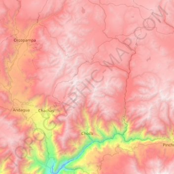 Mappa topografica Choco, altitudine, rilievo