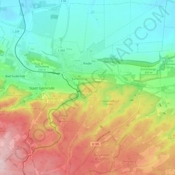 Mappa topografica Rieder, altitudine, rilievo