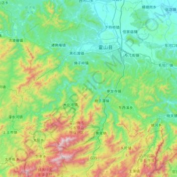 Mappa topografica 霍山县, altitudine, rilievo