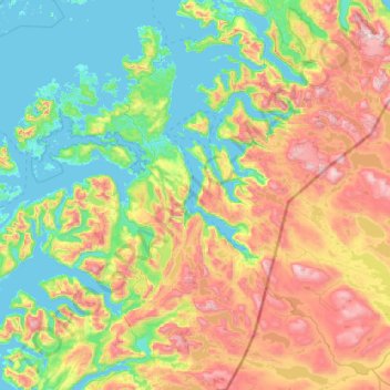 Mappa topografica Hamarøy, altitudine, rilievo
