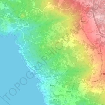 Mappa topografica Peroi, altitudine, rilievo